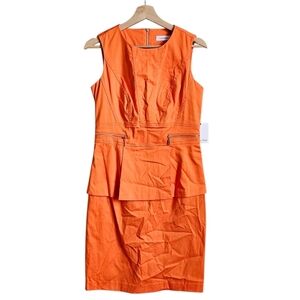 NEW Calvin Klein Bright Orange Panelled Dress with Zipper Accents Size 6